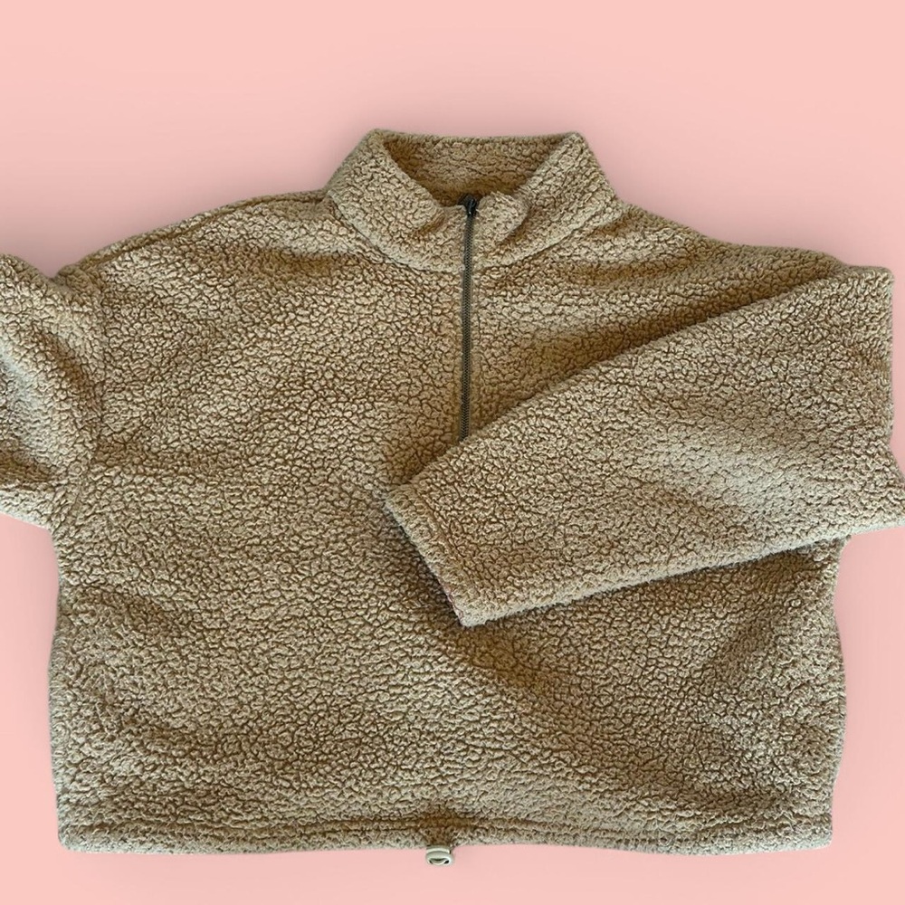 Cozy Tan Sherpa Pullover